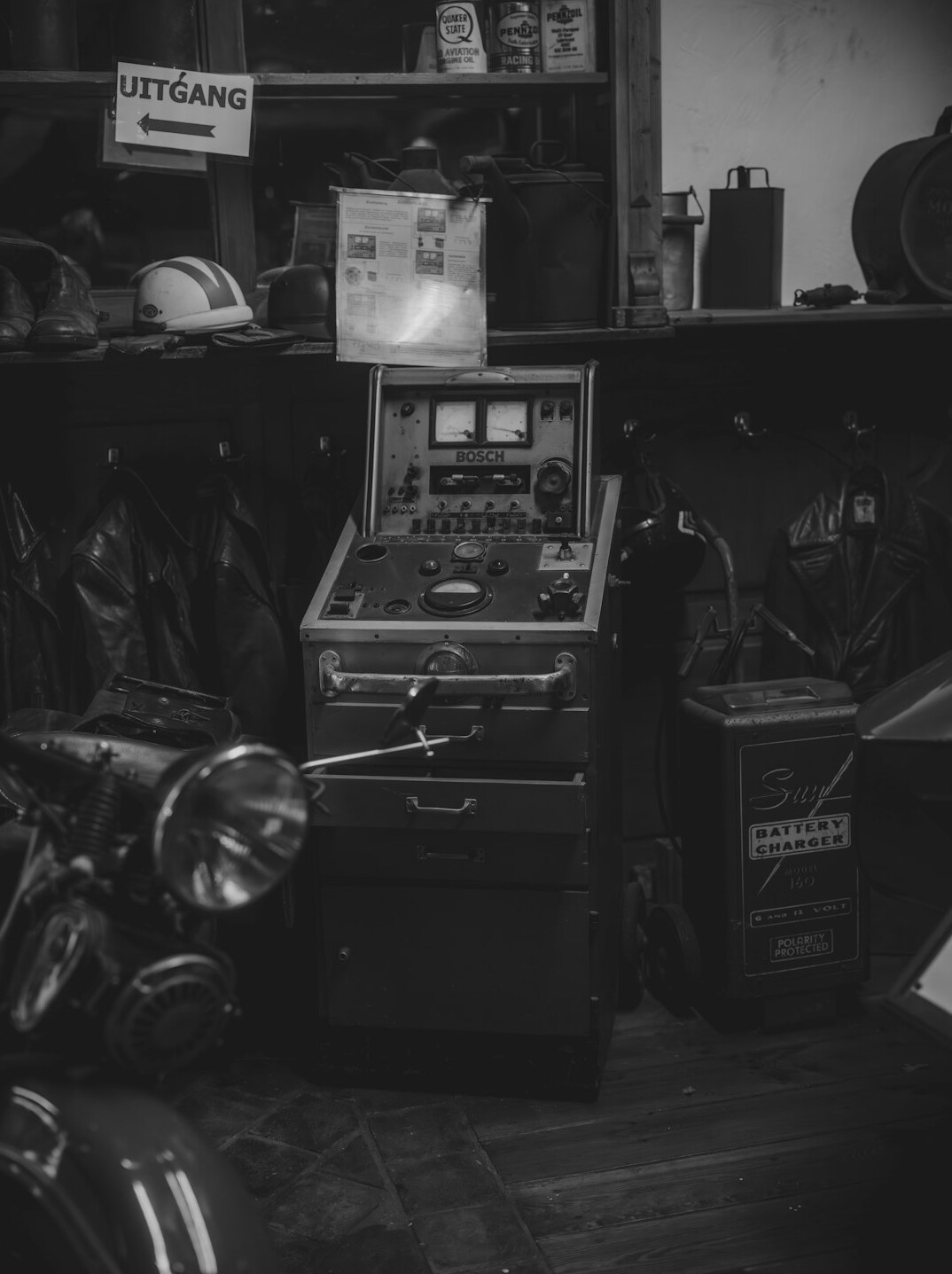 Organised broadcast equipment flight cases in a workshop